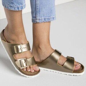 Birkenstock | Arizona Gold Sandals with Silver buckles